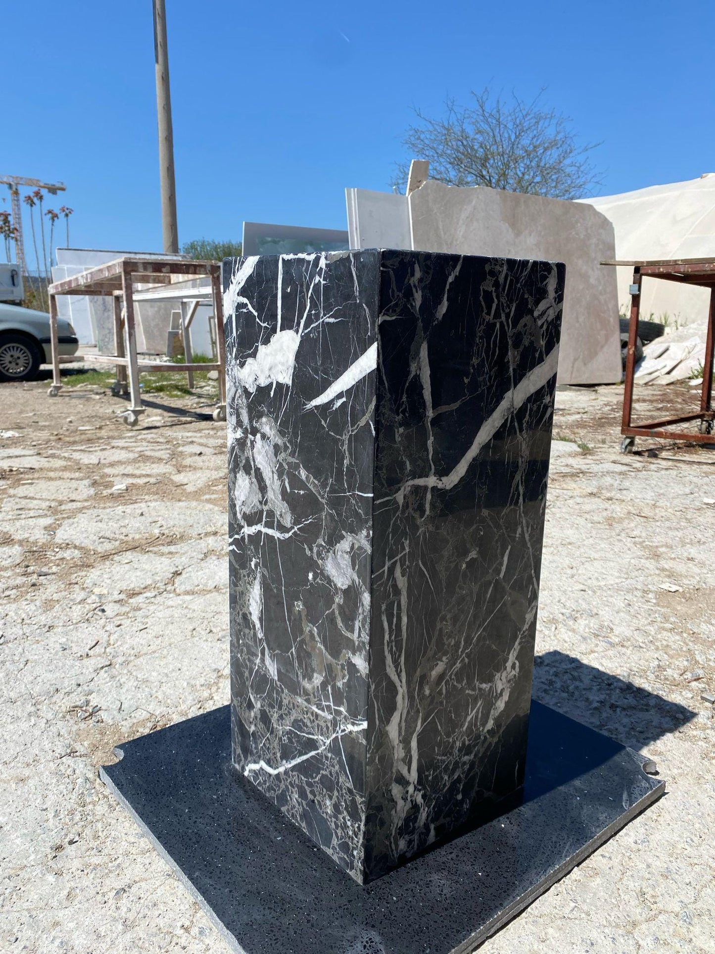 Nero Marquina Marble Side Table