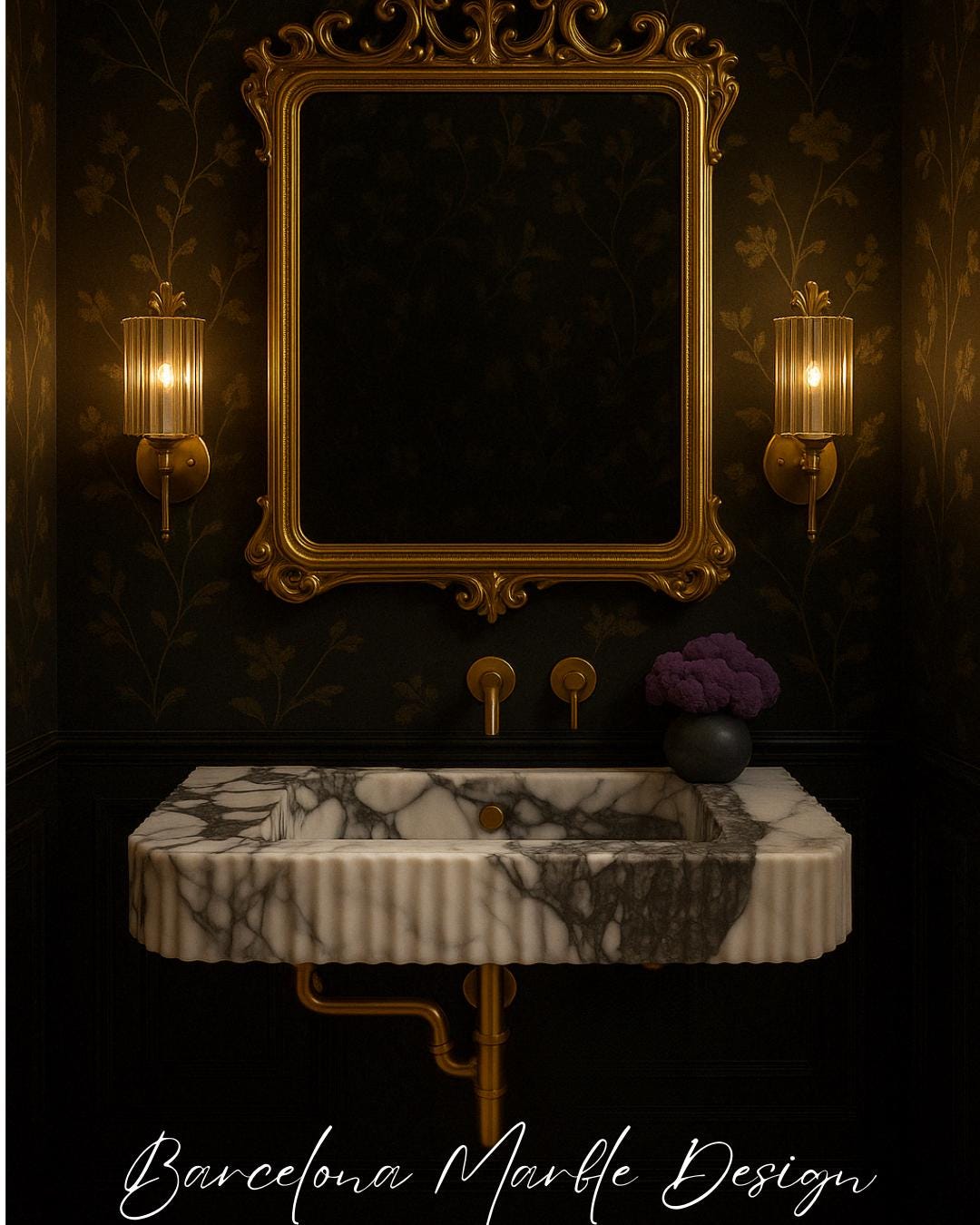 Handmade Calacatta Viola & Monet Marble Sink