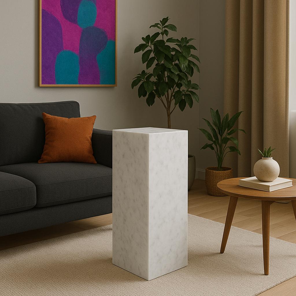 White Carrara Marble Side Table
