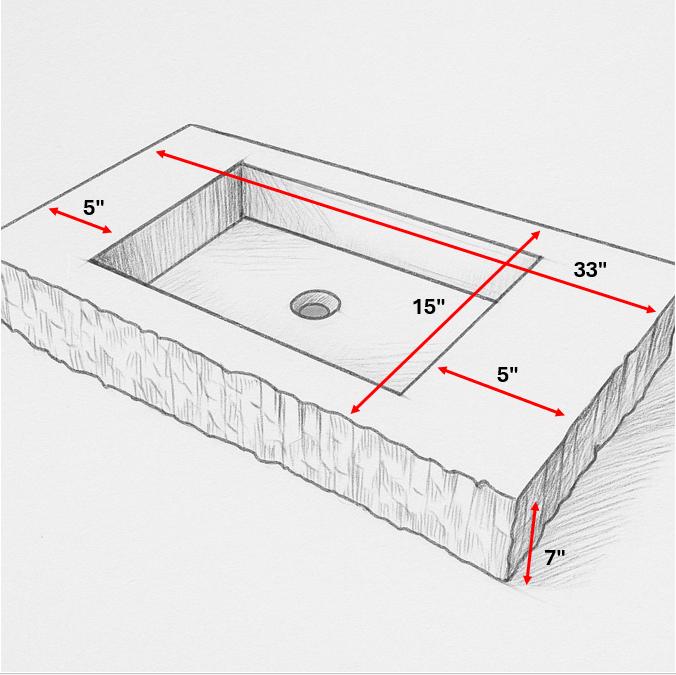 Travertine Rectangular Sink