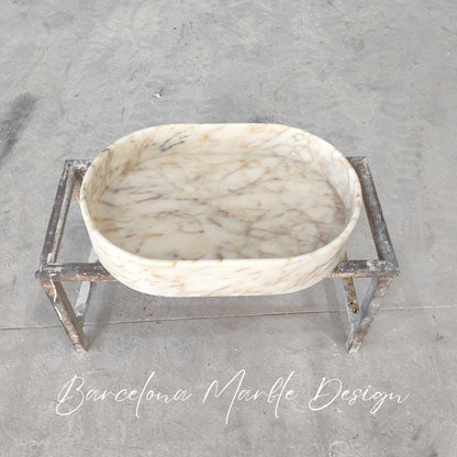 Calacatta Gold Marble Oval Sink