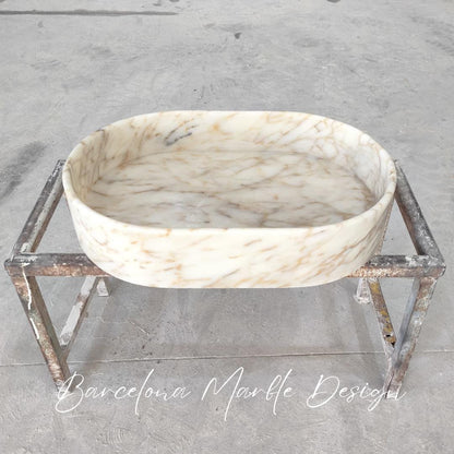 Calacatta Gold Marble Oval Sink