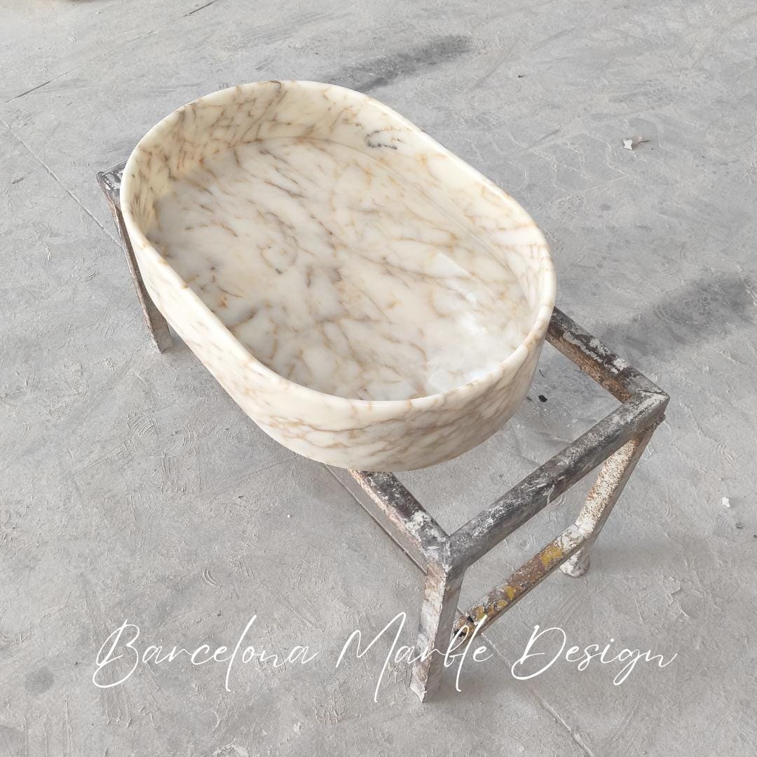 Calacatta Gold Marble Oval Sink