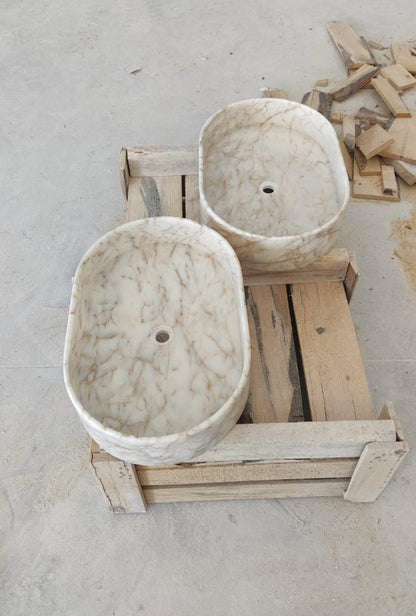 Calacatta Gold Marble Oval Sink
