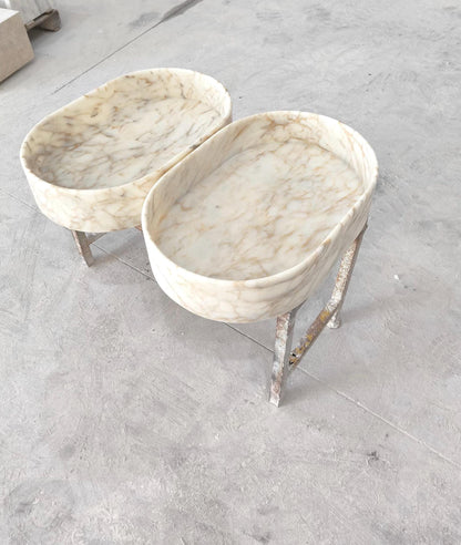Calacatta Gold Marble Oval Sink
