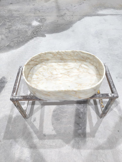 Handmade Calacatta Gold Marble Oval Sink
