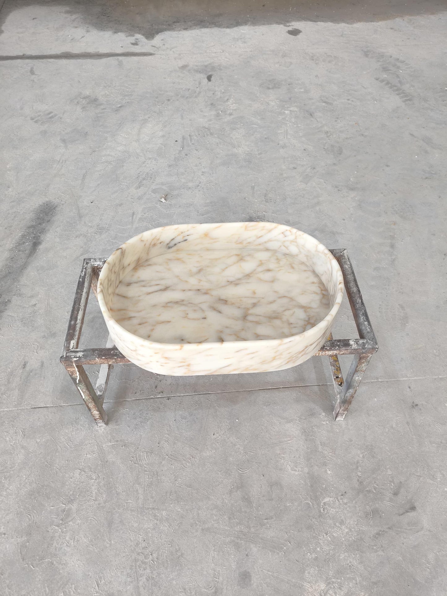 Handmade Calacatta Gold Marble Oval Sink