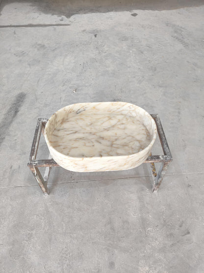 Handmade Calacatta Gold Marble Oval Sink