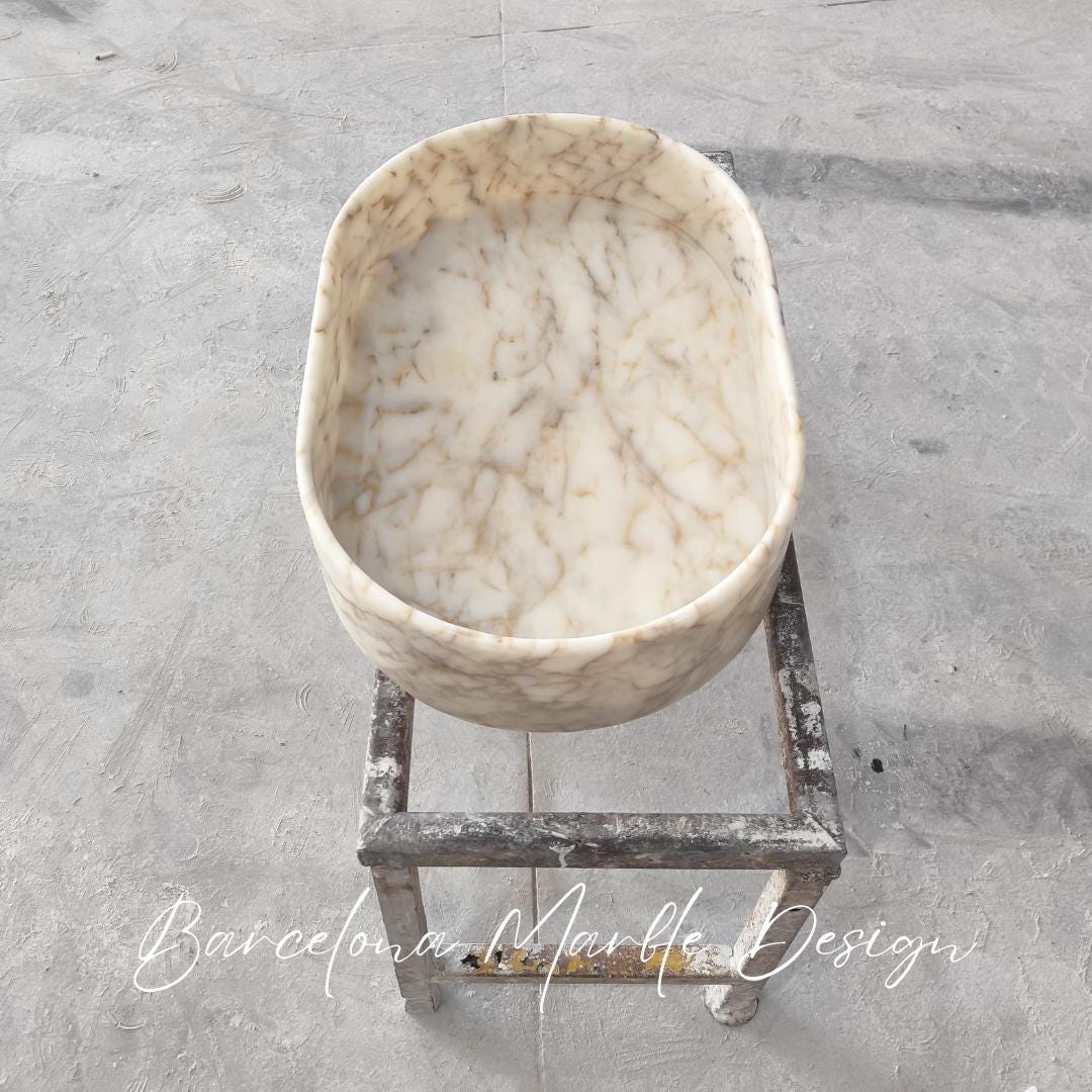 Calacatta Gold Marble Oval Sink