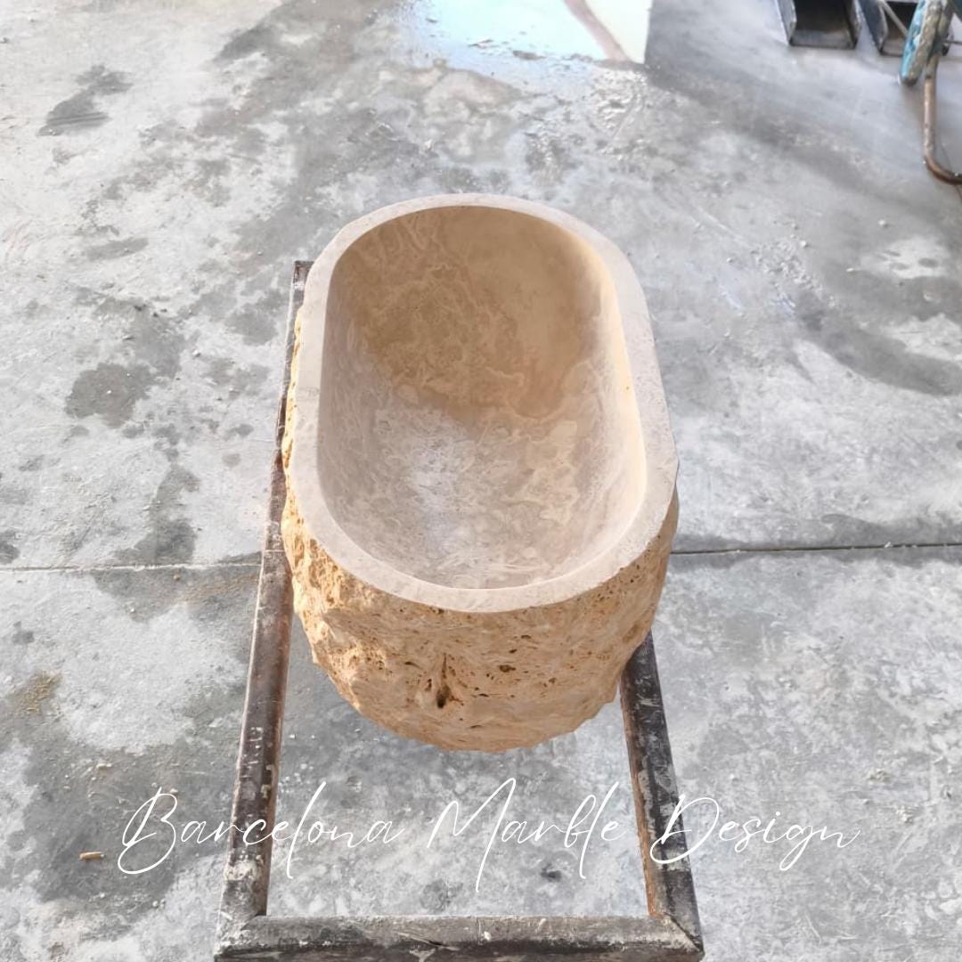 Travertine Oval Wall-Mount Sink