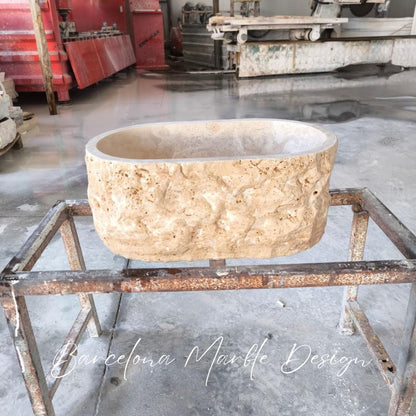 Travertine Oval Wall-Mount Sink