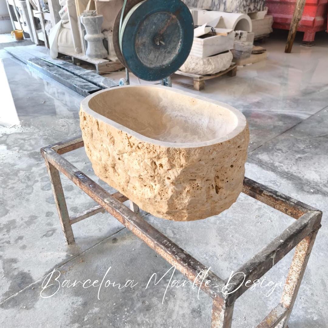 Travertine Oval Wall-Mount Sink