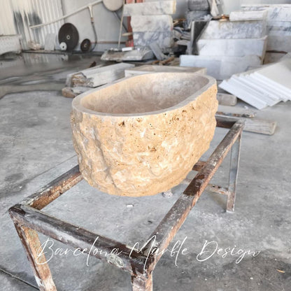 Travertine Oval Wall-Mount Sink