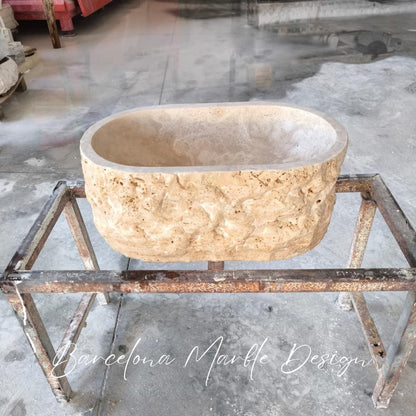 Travertine Oval Wall-Mount Sink