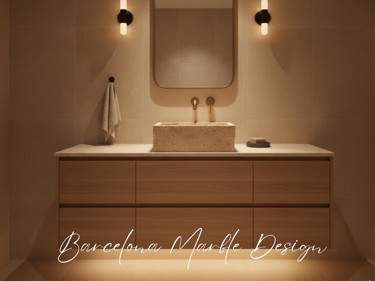 Beige Travertine Sink