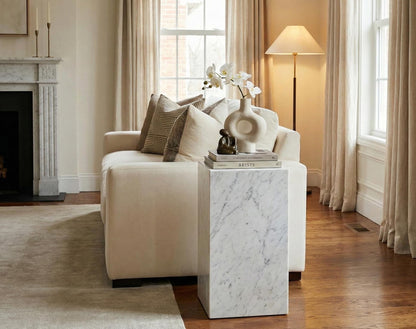 White Carrara Marble Side Table
