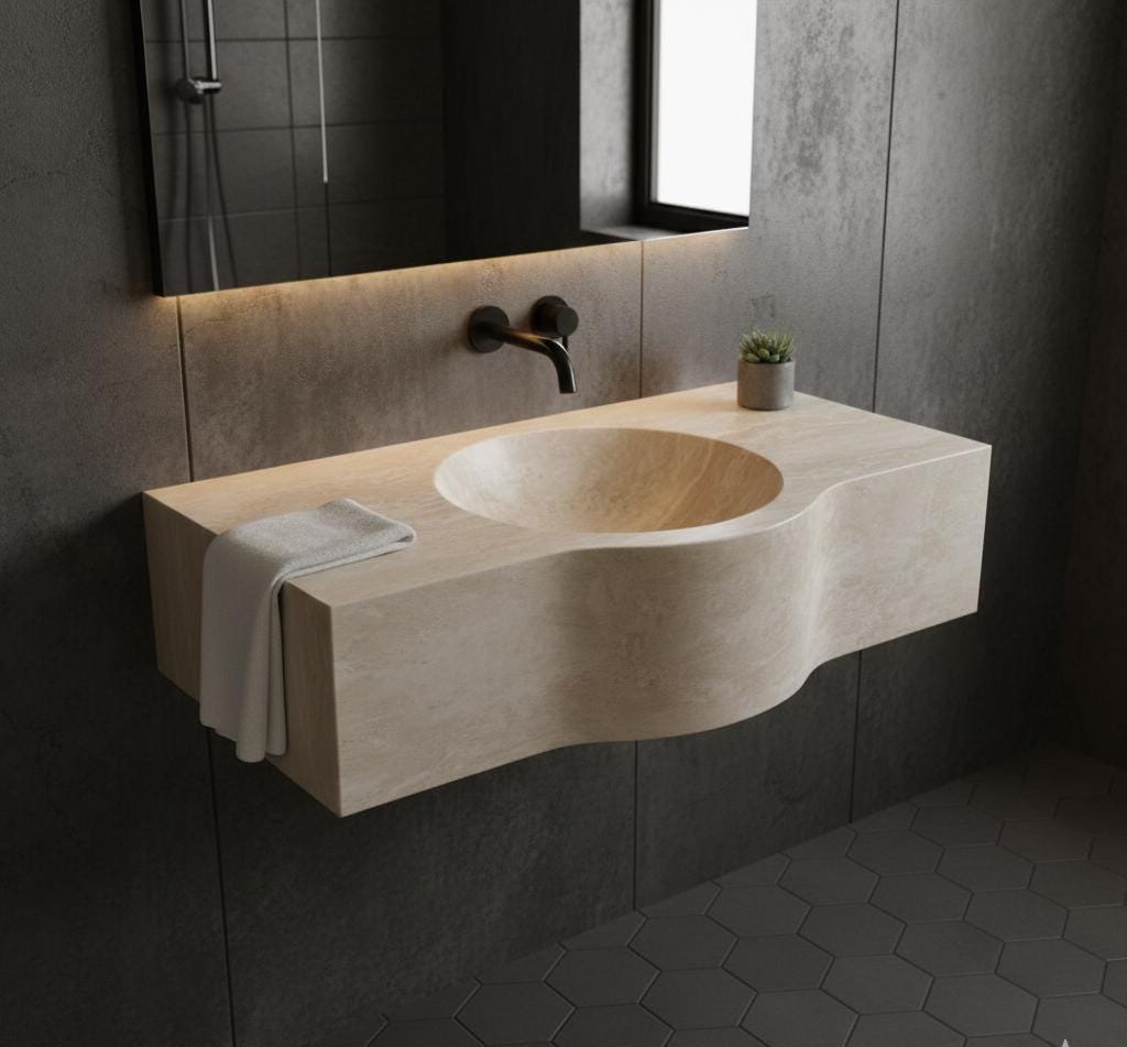 Handmade Travertine Bathroom Sink