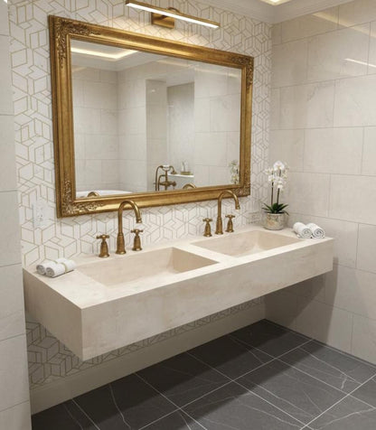 Custom Travertine Double Sink