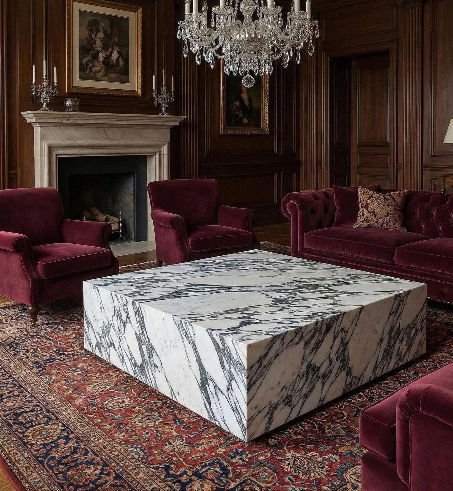 Calacatta Viola Marble Plinth Coffee Table