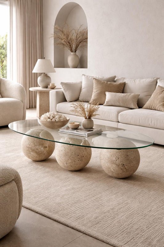 Natural Travertine Ball Decor