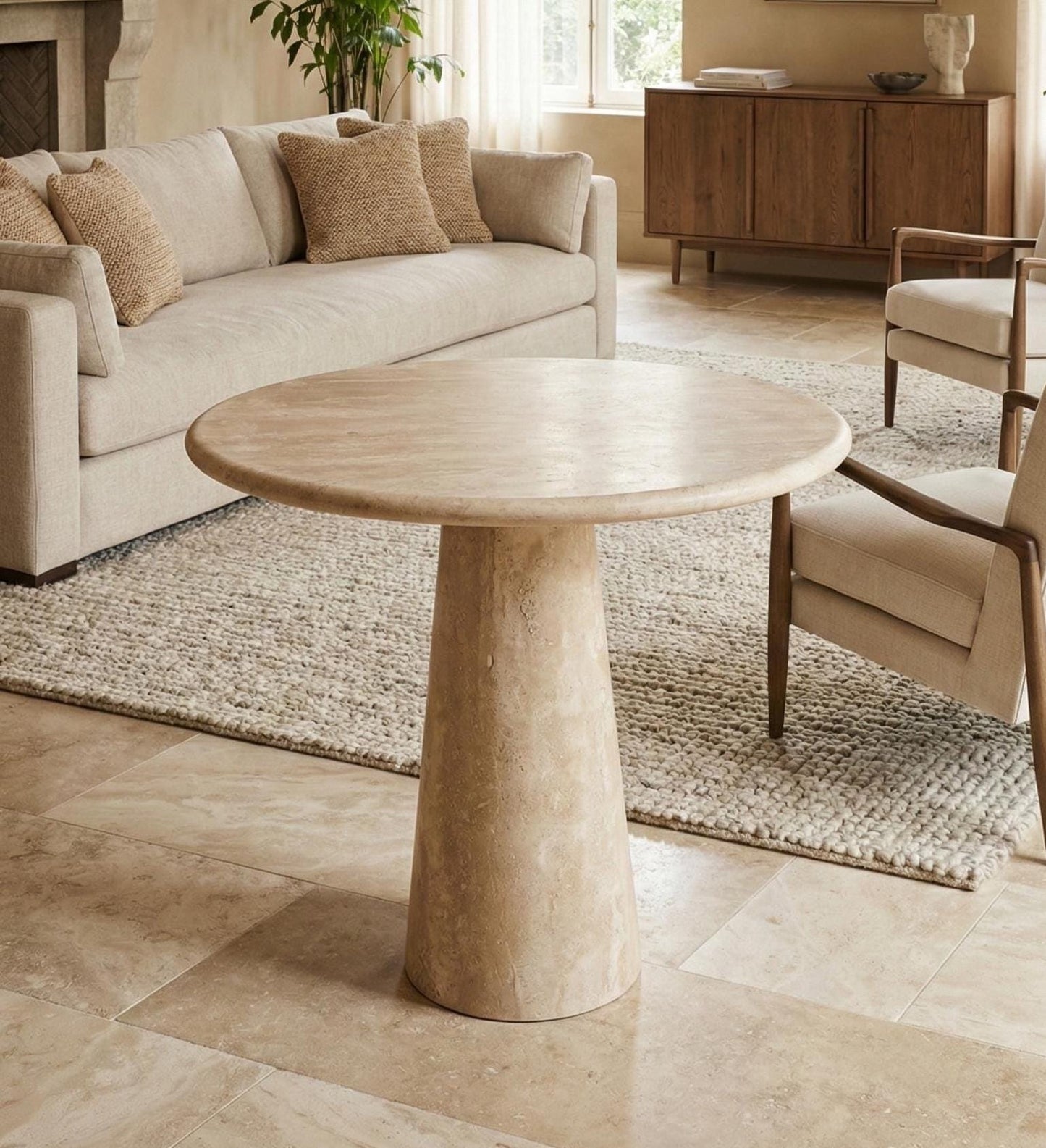 Travertine Plinth Table