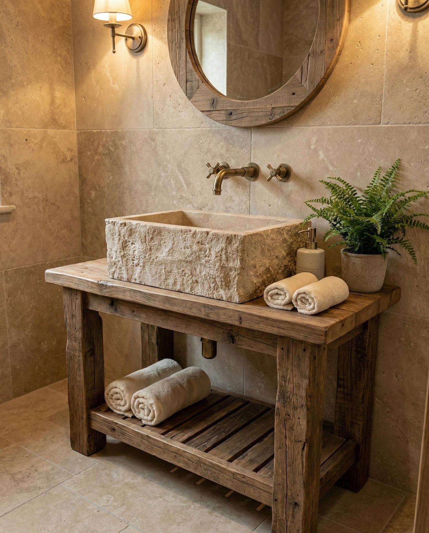 Beige Travertine Sink