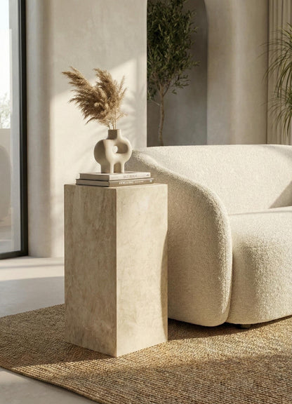 Travertine Plinth Table
