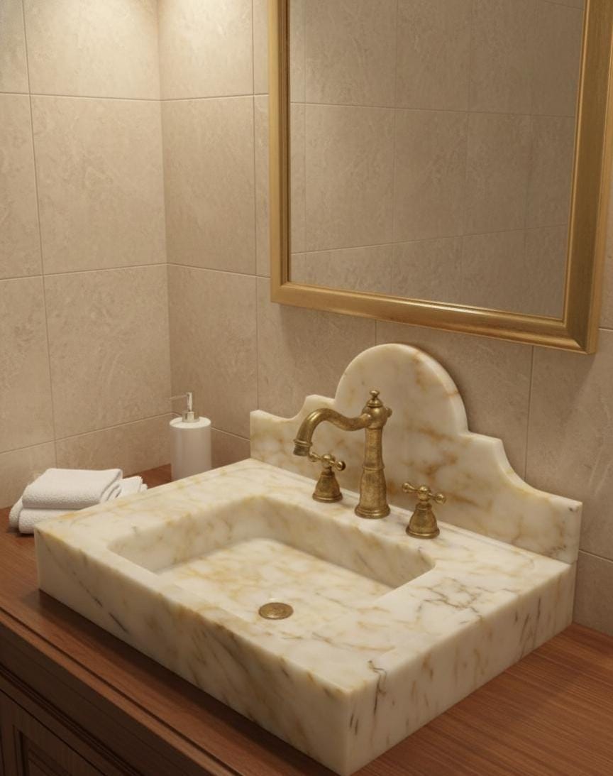 Calacatta Sugar Marble Sink