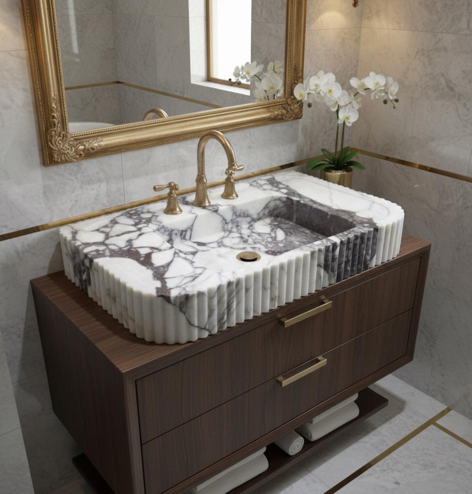Handmade Calacatta Viola & Monet Marble Sink