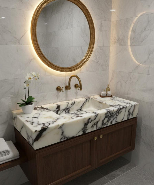 Calacatta Viola Marble Wall-Mounted Sink