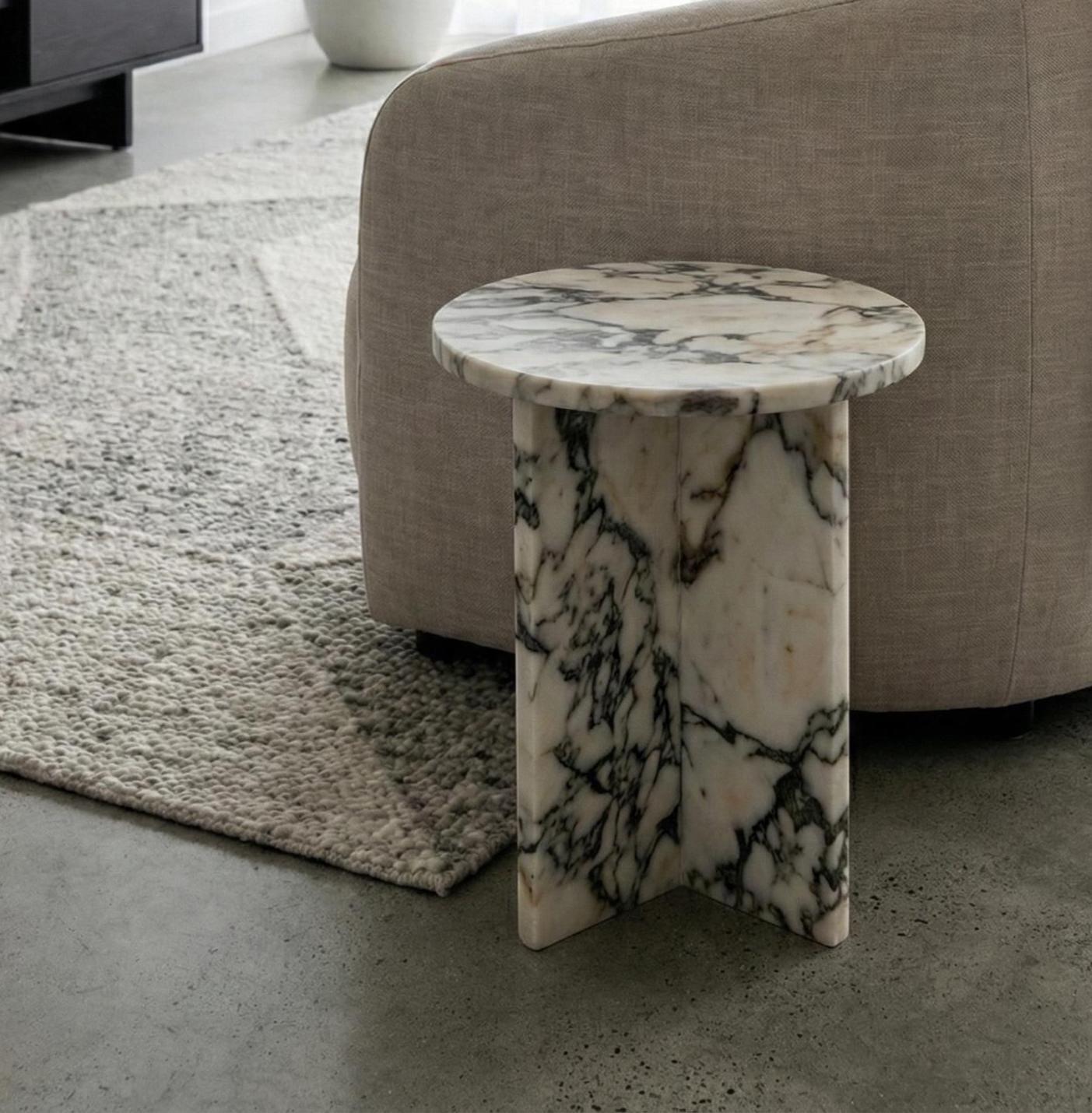 Calacatta Viola Marble Plinth Table