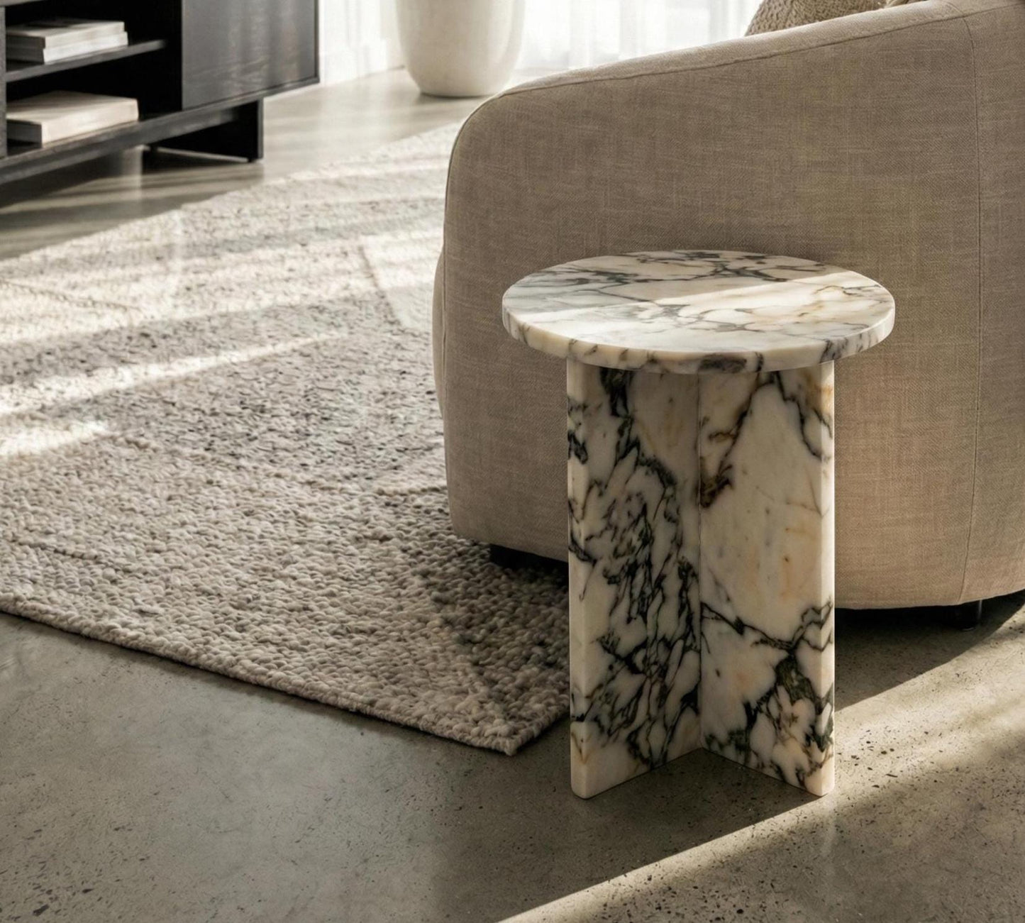 Calacatta Viola Marble Plinth Table