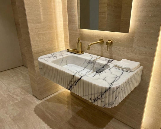 Lilac Marble Fluted Sink