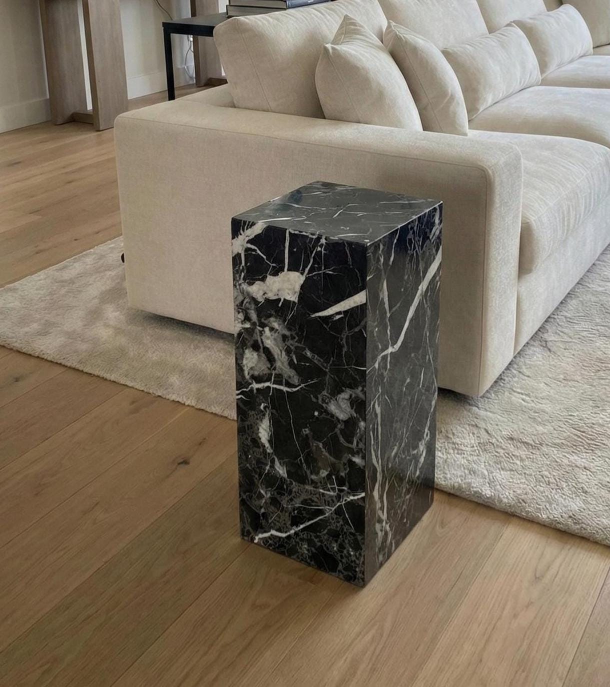 Nero Marquina Marble Side Table