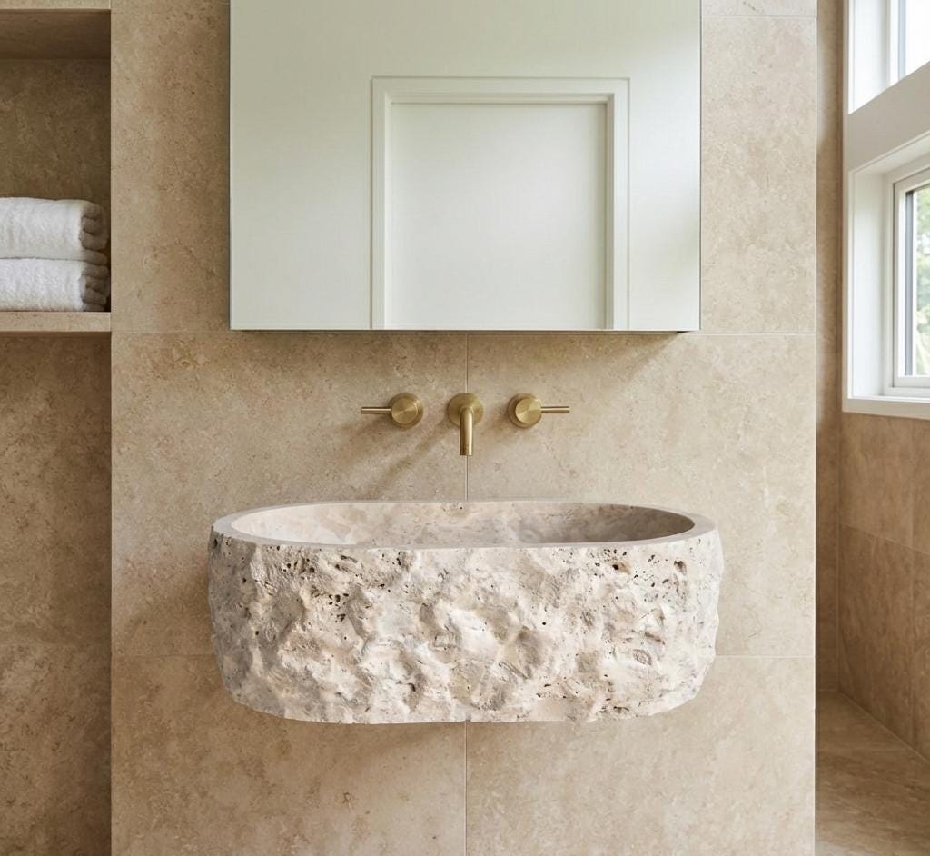 Travertine Oval Wall-Mount Sink