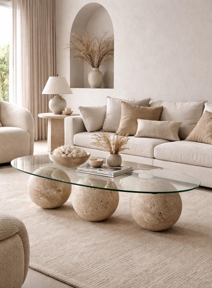 Natural Travertine Ball Decor
