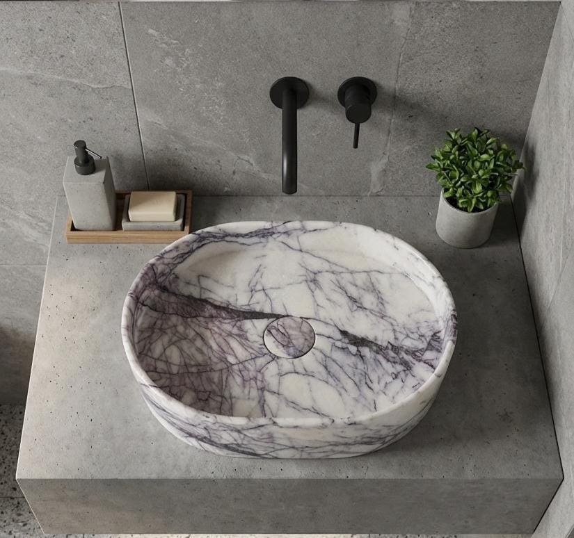 Lilac Marble Oval Sink