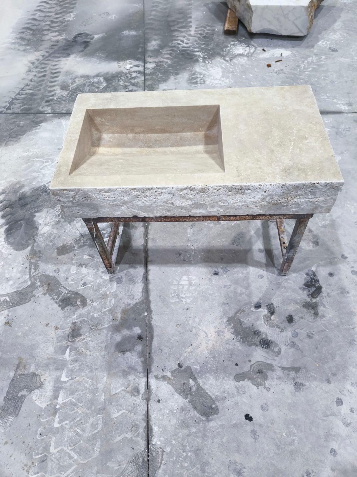 Wall-Mounted Travertine Arc Sink