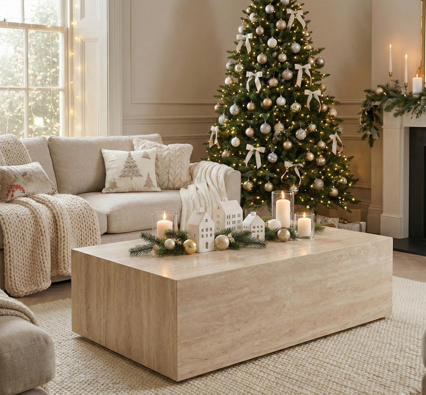 Travertine Rectangular Coffee Table