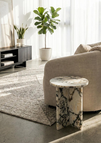 Calacatta Viola Marble Plinth Table