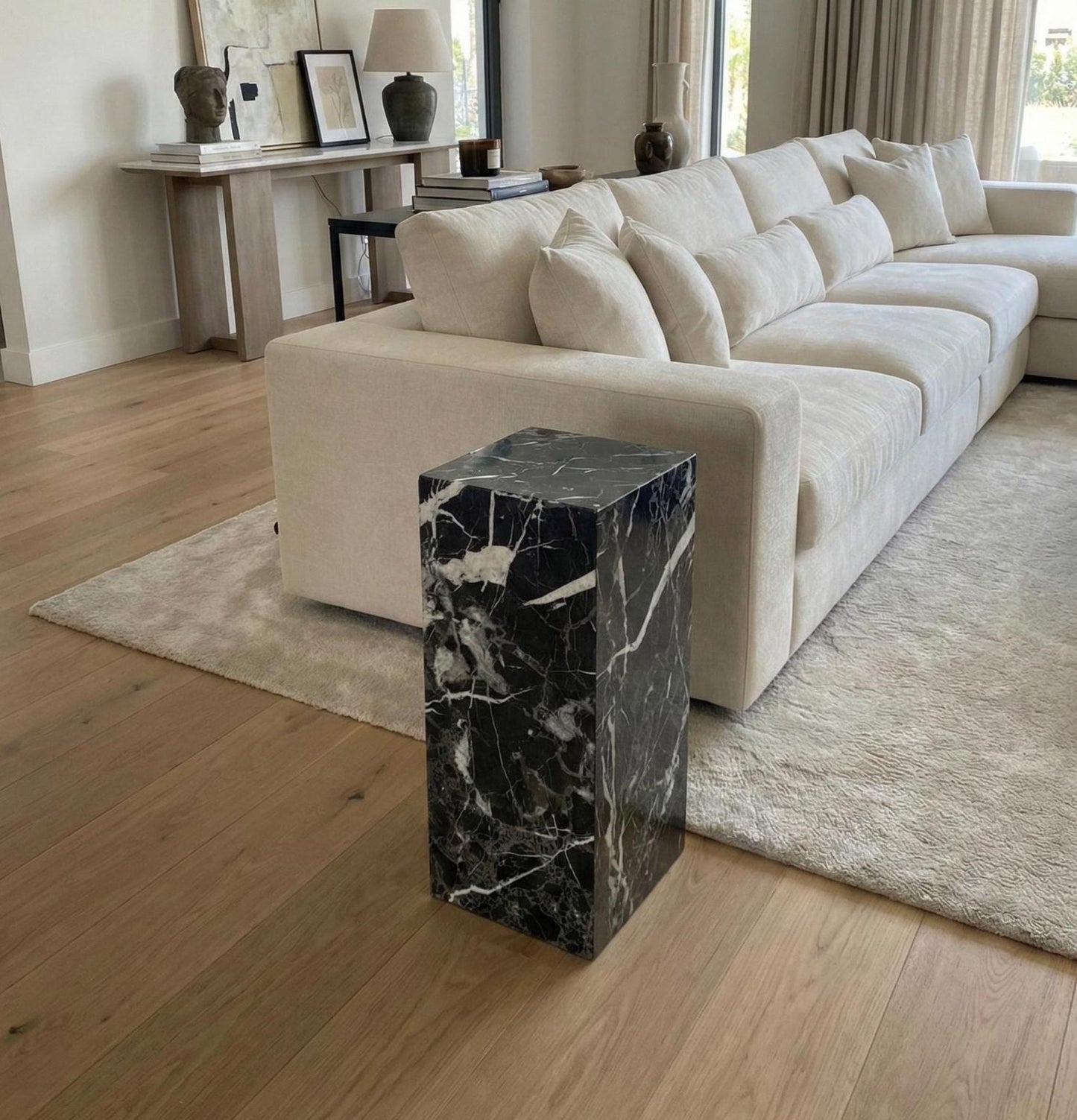 Nero Marquina Marble Side Table