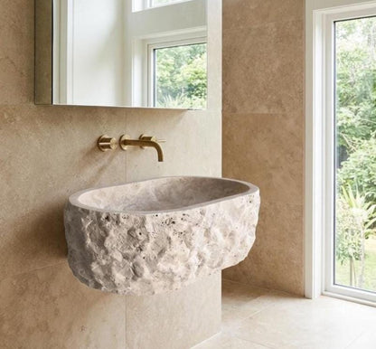 Travertine Oval Wall-Mount Sink
