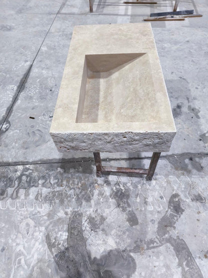 Wall-Mounted Travertine Arc Sink