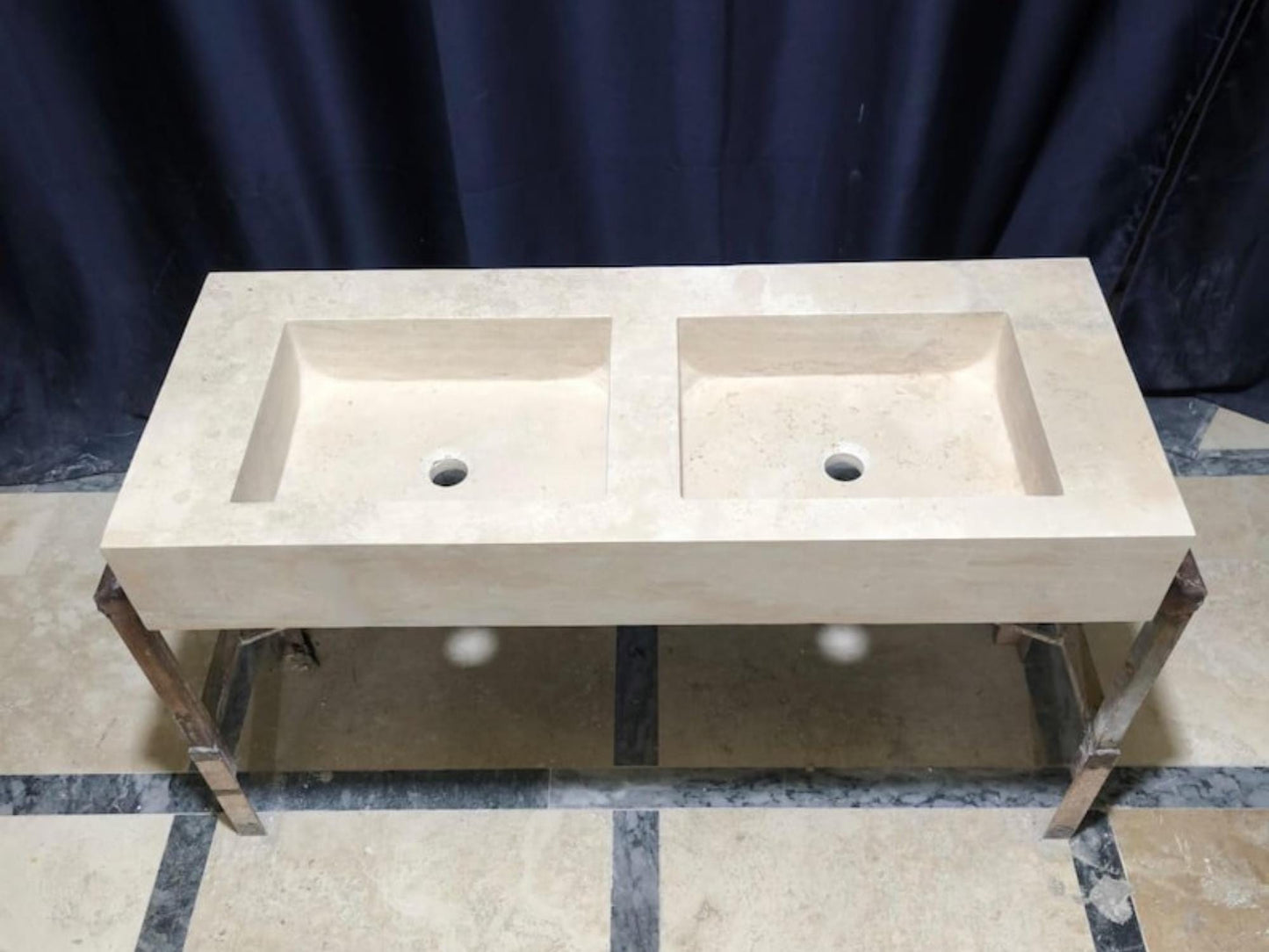 Custom Travertine Double Sink