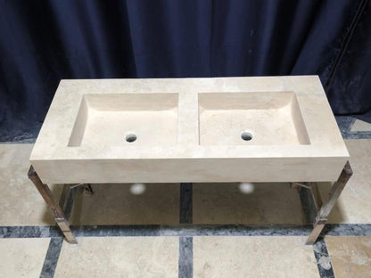 Custom Travertine Double Sink