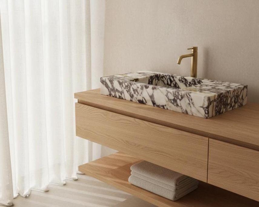 Calacatta Viola Marble Wall-Mounted Sink