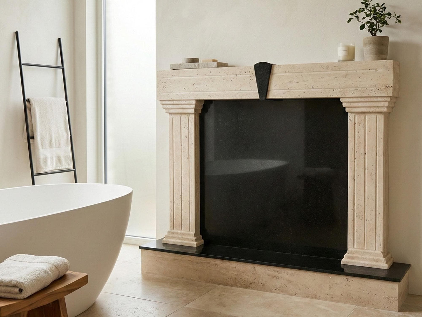 Travertine Fireplace Mantel Surround
