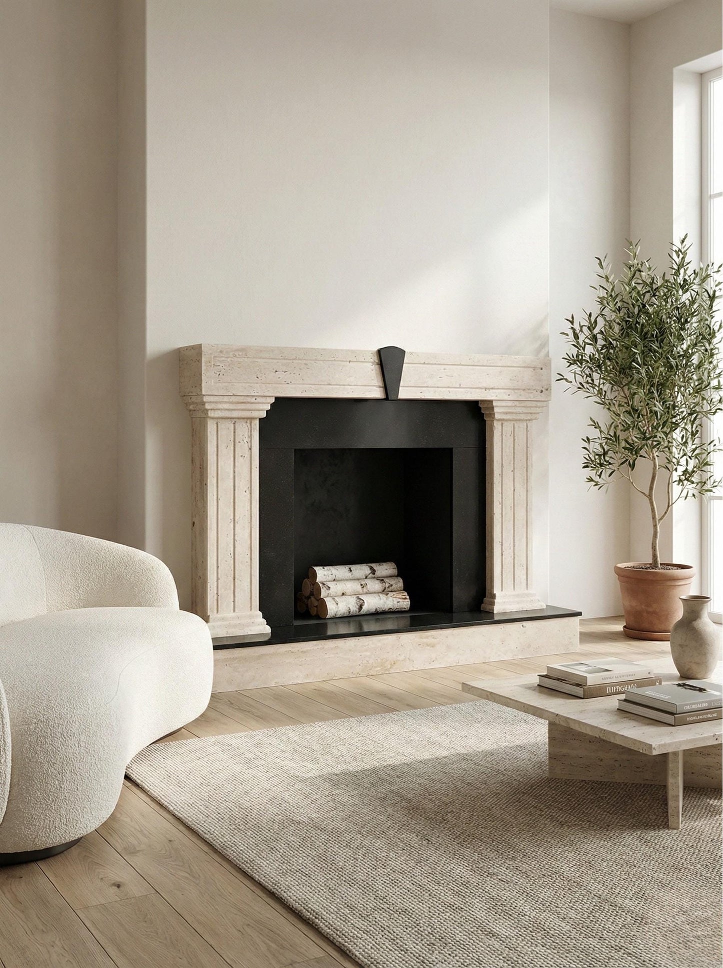Travertine Fireplace Mantel Surround