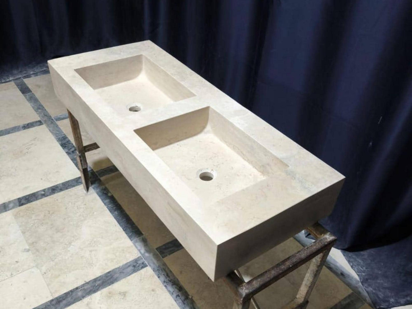 Custom Travertine Double Sink