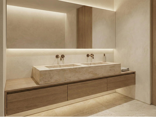 Custom Travertine Double Sink